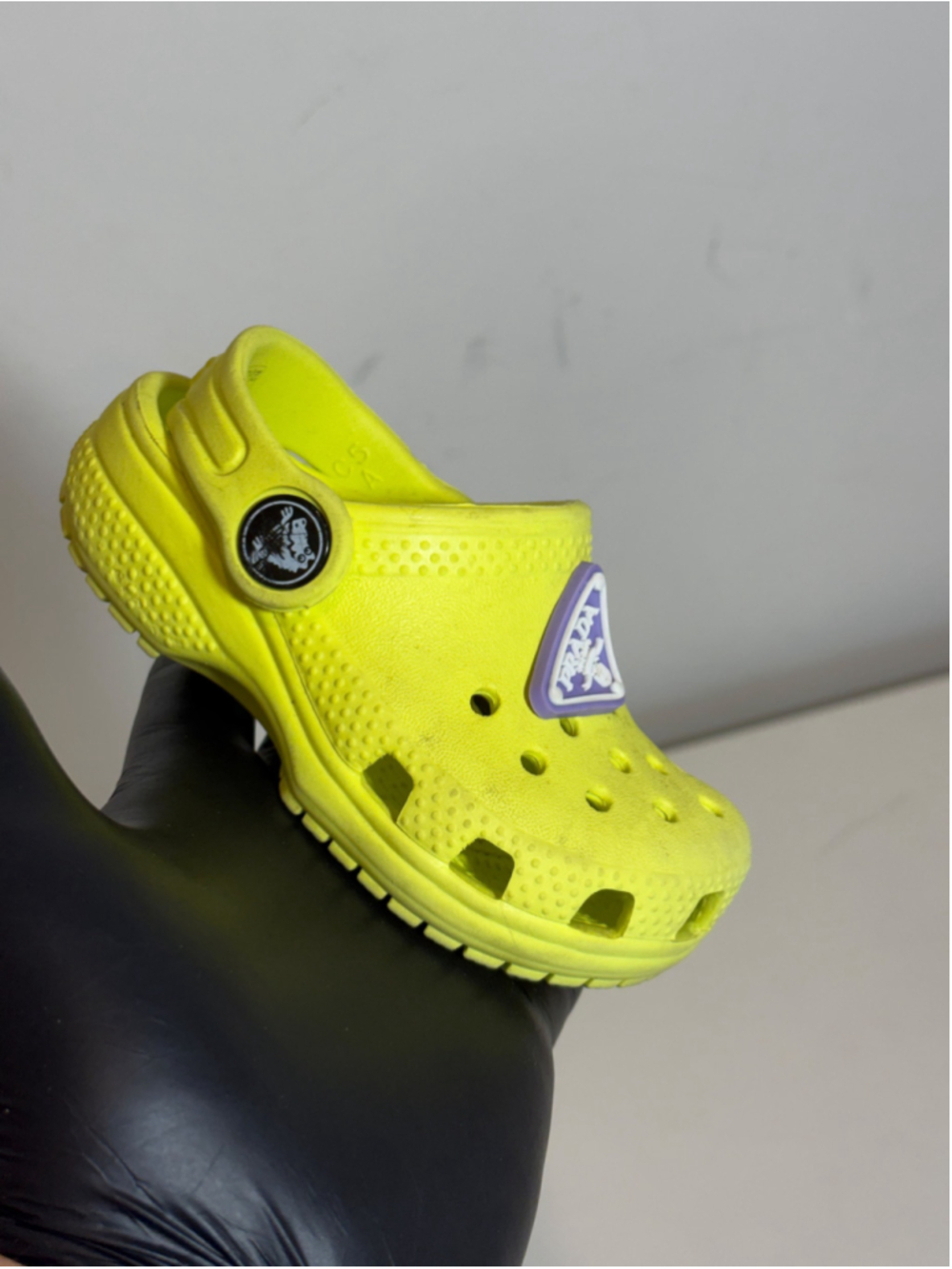 Crocs Classic Clog Toddler Size C5 Neon Lime Green Shoes With Jibbitz #F